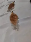 Trendy Dangling Amber-Clear Gradient Beaded Earrings - 3