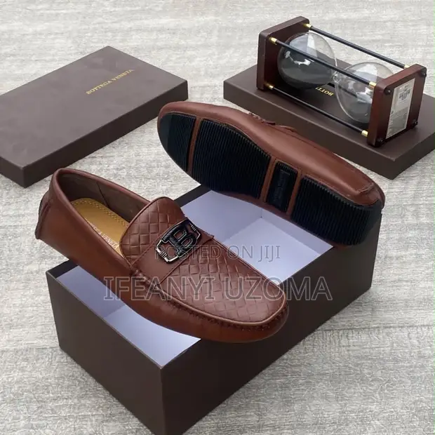 Italian Leather Designer Loafers - Brown - 1