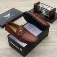 Italian Leather Designer Loafers - Brown - 3