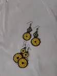Sallalliyar kunne masu launin kasa na sunflower da aka yi da beads - 3