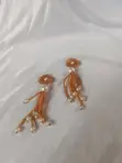 Earthy Amber Sunflower Beaded Earrings - 1