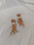 Earthy Amber Sunflower Beaded Earrings - 4