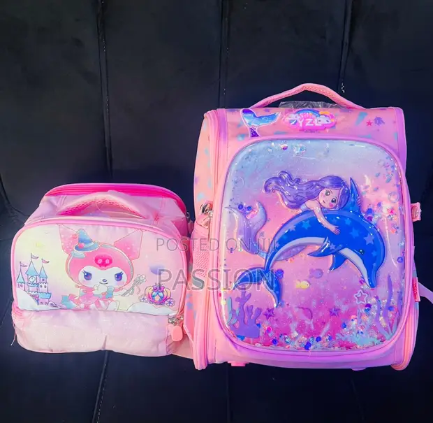 2-in-1 Pink Lunch Box and School Bag for Girls - 1