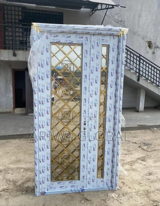 Stainless Glass Security Door - Gold - 1