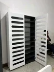 AD HUMBLE INTERIOR 3-Door Wooden Wardrobe/Shoe Rack - 4