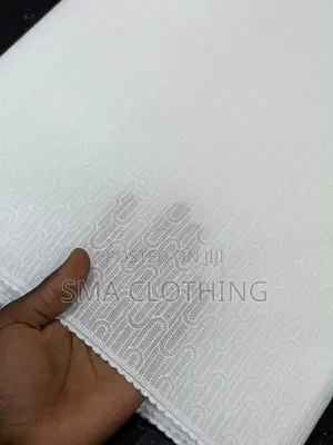 Men's White Brocade Lace Fabric (5 & 10 Yards)