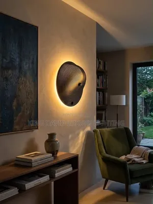 Sculptural Black Disc Wall Sconce