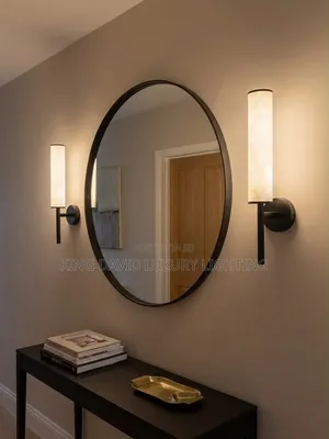 Madubin Bango Oval Mai Sauƙi tare da Sconces LED & Kwamitin Console