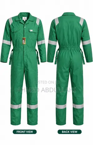 Green Safety Coveralls with Reflective Strips