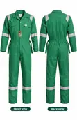 Green Safety Coveralls with Reflective Strips - 1