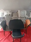 Imported 3-Seater Dining Table Set with Black Metal Legs - 2