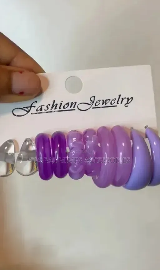 9 Pairs Acrylic Hoop Earrings Set - C-Shaped - 1