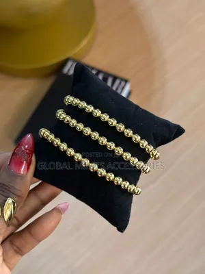 3pcs Gold Ball Bangles Set - Non-Tarnish Bracelets for Women