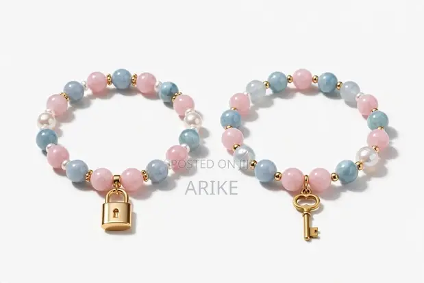Kayan Hannu na Masoya/Abokai - Pink, Blue, White Beads - 1