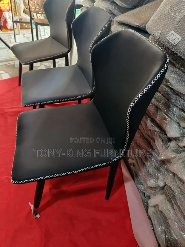 Modern Padded Leather Dining Chair Set - White Stitching - 1