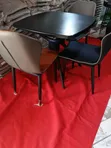 Modern Padded Leather Dining Chair Set - White Stitching - 2