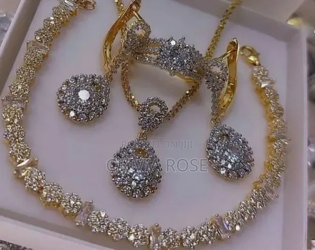 Diamond Gold Silver Jewelry Set - 1