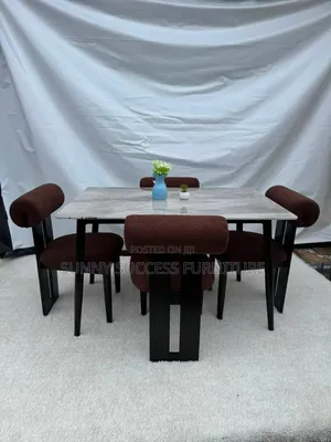 Home Interiors Marble Top Dining Table with 4 Seats