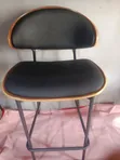 Modern Bentwood Bar Stool with Black Padded Seat - 1