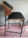 Modern Bentwood Bar Stool with Black Padded Seat - 2
