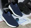 BOSS Men's Breathable Slip-On Sneakers - Black & Blue - 1