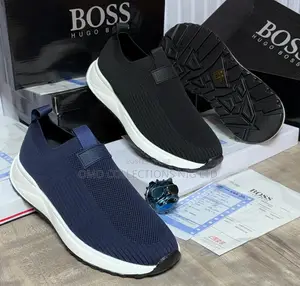 BOSS Men's Breathable Slip-On Sneakers - Black & Blue