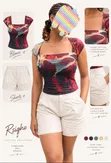 Mata Mesh Blouse da Chinos Cotton Shorts Set - 2