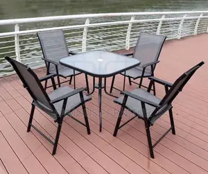 Quality Outdoor Patio Furniture Set with Glass-Top Table