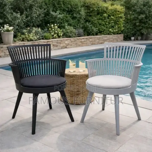 Modern Black Plastic Armchairs with Slatted Backrests - 1