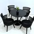 Home Interiors Black Round Dining Table Set with 4 Chairs - 1