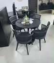 Home Interiors Black Round Dining Table Set with 4 Chairs - 2