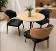 Modern 3-Seater Dining Set - Round Light Wood Table - 2