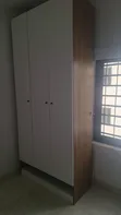 Modern 3-Door Wardrobe - White & Wood Finish - 3