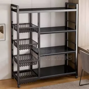 Multi-Layer Kitchen Storage Rack with Pull-Out Baskets & Wheels