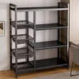 Multi-Layer Kitchen Storage Rack with Pull-Out Baskets & Wheels - 1