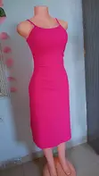 Hot Pink Bodycon Midi Dress - 1