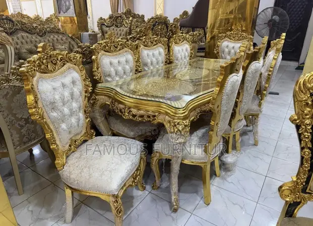 Royal Dining Set Mai Zama 8 - Katako Mai Zare Zinariya - 1