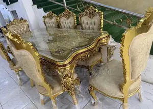 Luxury 8-Seater Royal Dining Set - Gold Carved Wood