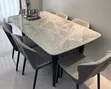Luxury 6-Seater Dining Set - Grey Marble Finish - 2