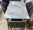 Modern Rectangular Marble-Top Dining Table Set (4 Chairs) - 1