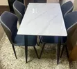 Modern Rectangular Marble-Top Dining Table Set (4 Chairs) - 2