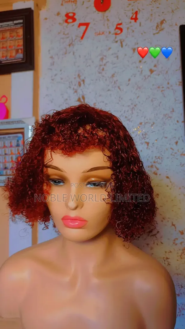 Wine Color Fringe Short Hair Blend - 1