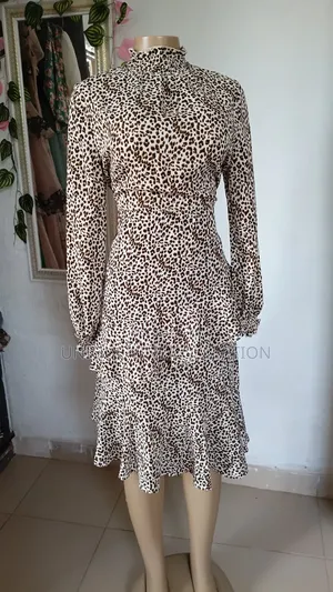 Women's Leopard Print Ruffle Dress