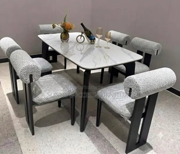 Home Interiors Marble Top Dining Set - 6 Seater - 1