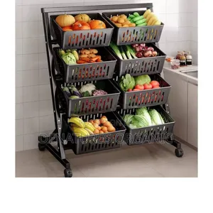 4-Tier Double-Column Rolling Storage Cart