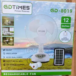 Gdtime 12" Fan Mai Amfani Da Hasken Rana Mai Sake Caji Tare Da Fitilu 2