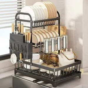3-Step Multifunctional Dish Rack with Drainer