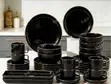32-Piece Black Dinnerware Set with Gold Rim - 2