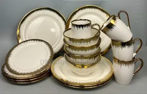 16pcs Luxury Gold Trim Dinnerware Set with Teacups