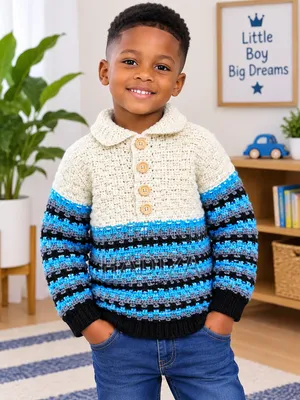 Handmade Crochet Sweater - Boys 6-9Y